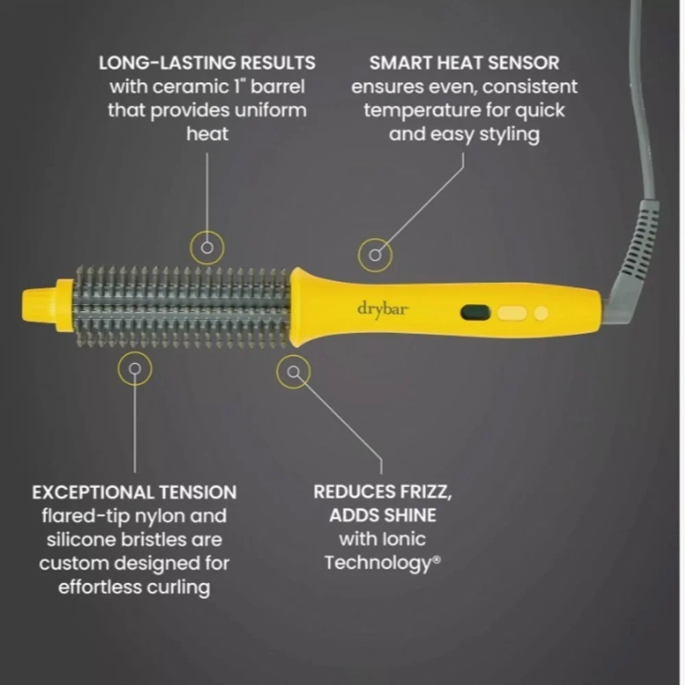 Drybar The Curl Party Heated Curling Round Brush NIB Hair Styling Tool
